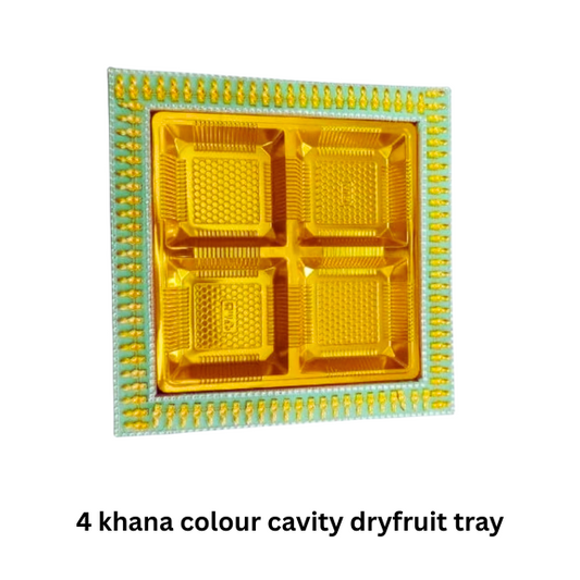 4 Khana Colour Cavity Dryfruit Tray