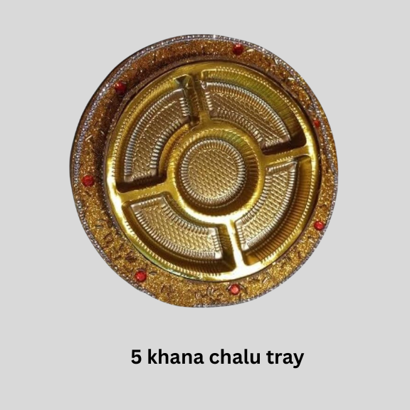5 Khana Round Cavity Dryfruit Chalu Tray