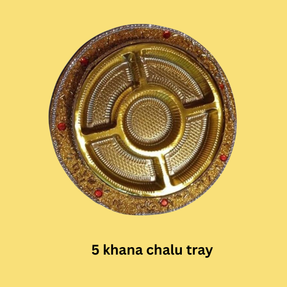 5 Khana Round Cavity Dryfruit Chalu Tray