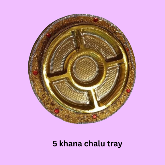 5 Khana Round Cavity Dryfruit Chalu Tray