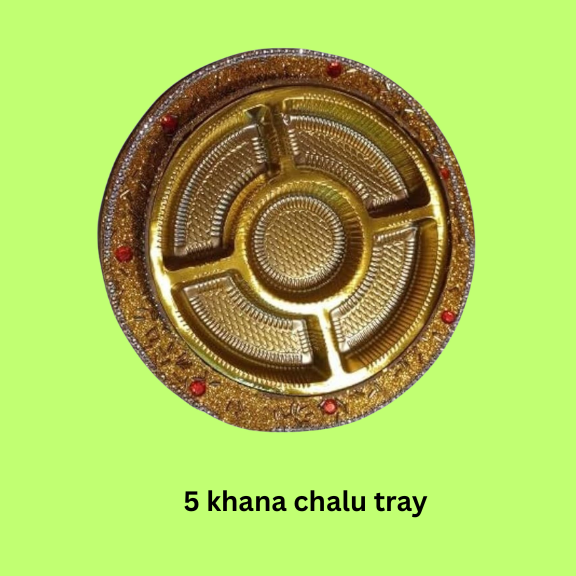 5 Khana Round Cavity Dryfruit Chalu Tray