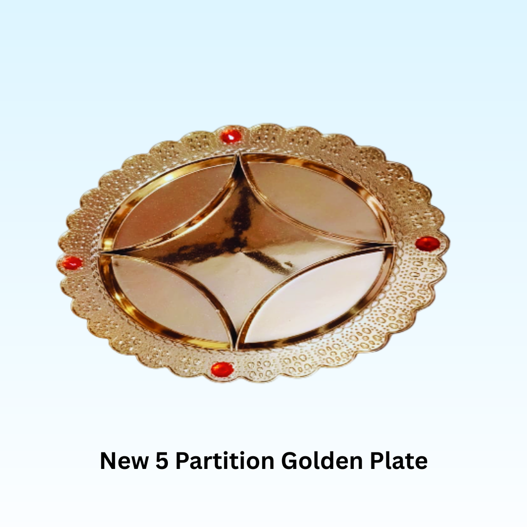 New 5 Partition Golden Plate