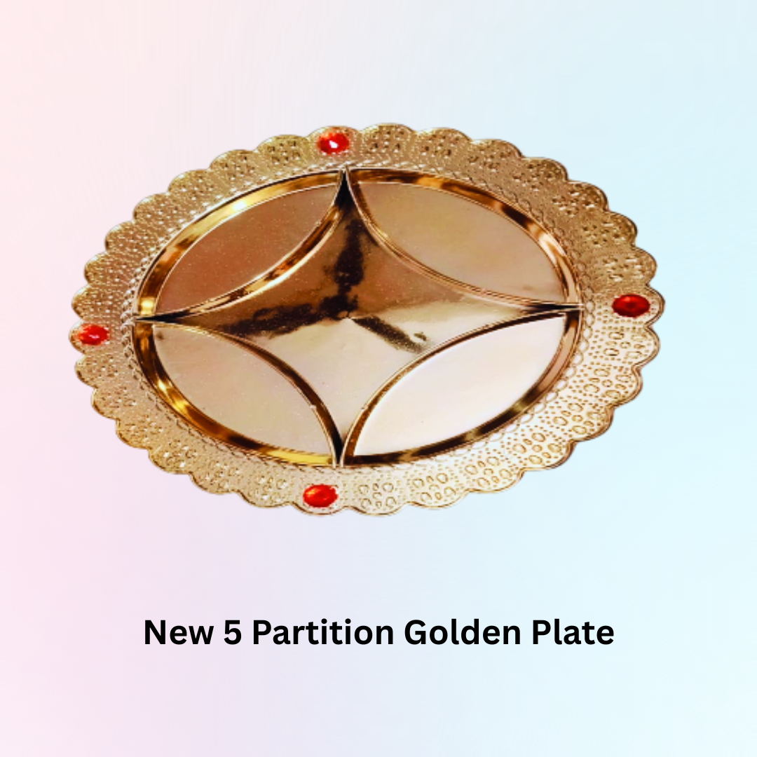 New 5 Partition Golden Plate