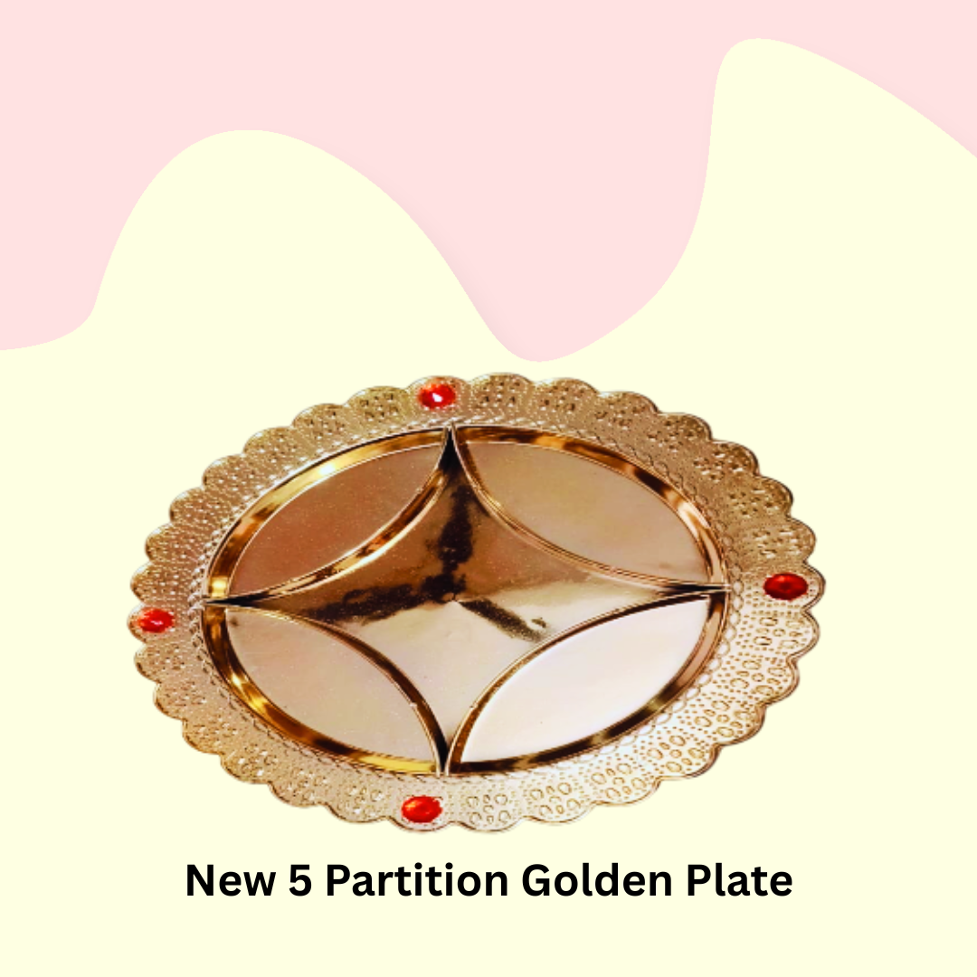 New 5 Partition Golden Plate