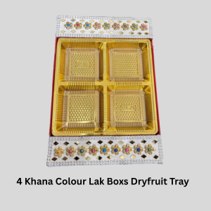 4 Khana Colour Lak Boxs Dryfruit Tray