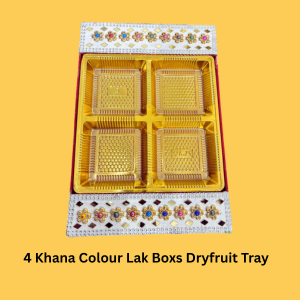 4 Khana Colour Lak Boxs Dryfruit Tray