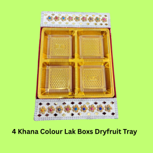 4 Khana Colour Lak Boxs Dryfruit Tray