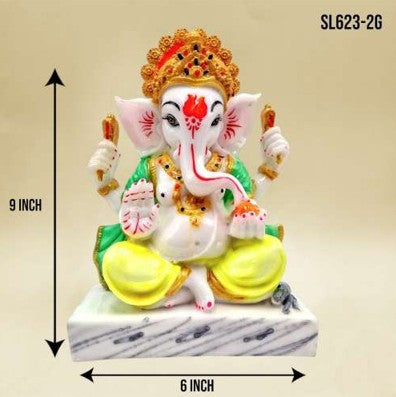 9" WHITE (C) GOD GANESH JI*SL623-2G
