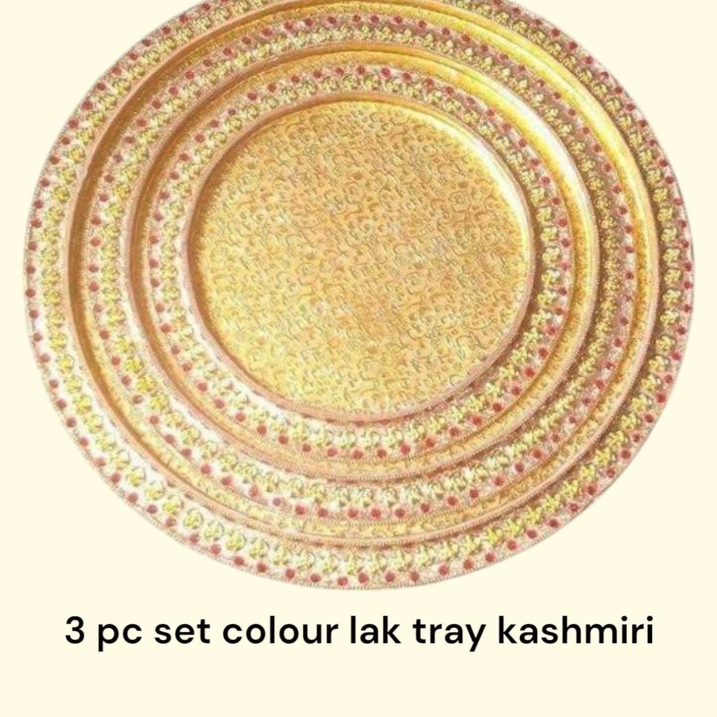 Gol Colour Lak Tray Kashmiri (3 Pc Set)
