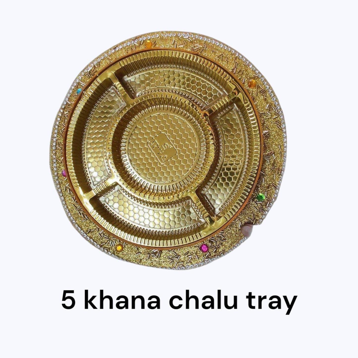 5 Khana Round Cavity Dryfruit Chalu Tray