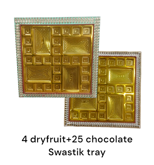 4 Dryfruit+25 Chocolate Swastik Tray