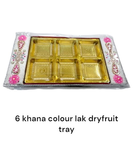 6 Khana Colour Lak Dryfruit Tray
