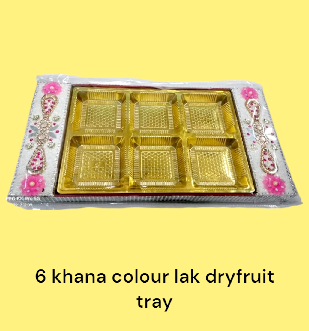 6 Khana Colour Lak Dryfruit Tray