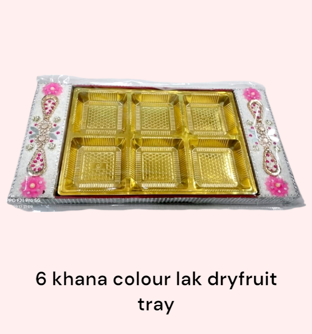 6 Khana Colour Lak Dryfruit Tray