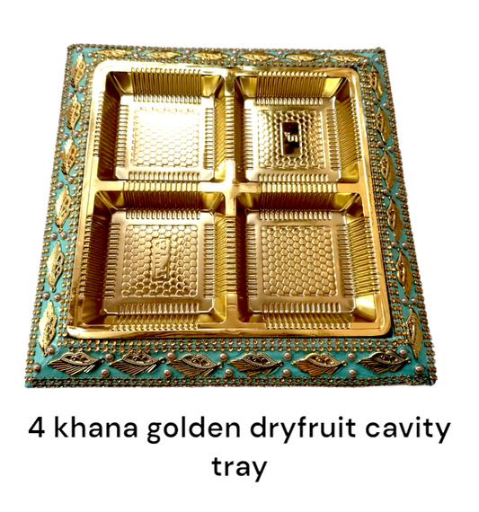 4 Khana Golden Dryfruit Cavity Tray