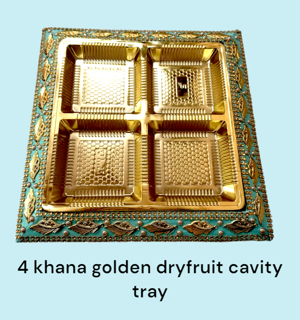4 Khana Golden Dryfruit Cavity Tray
