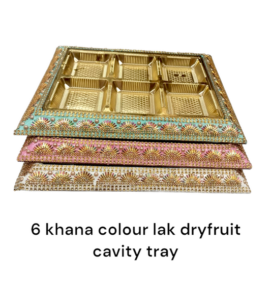 6 Khana Colour Lak Dryfruit Cavity Tray