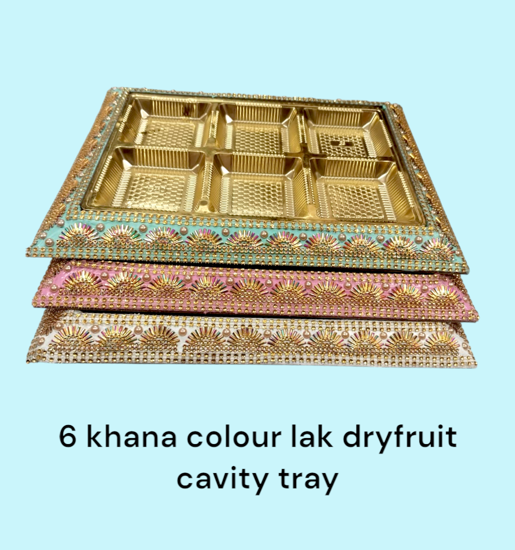 6 Khana Colour Lak Dryfruit Cavity Tray
