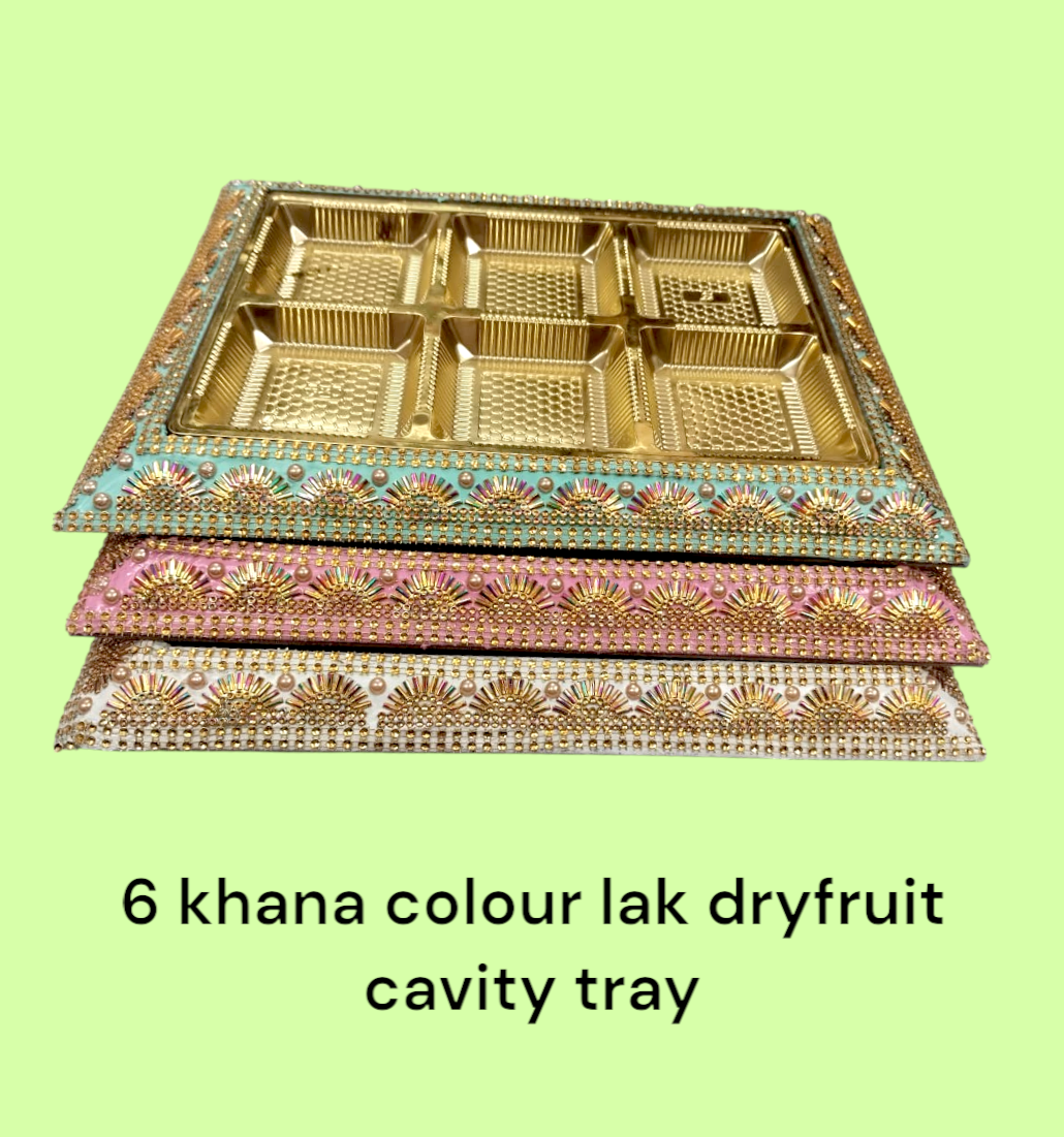 6 Khana Colour Lak Dryfruit Cavity Tray