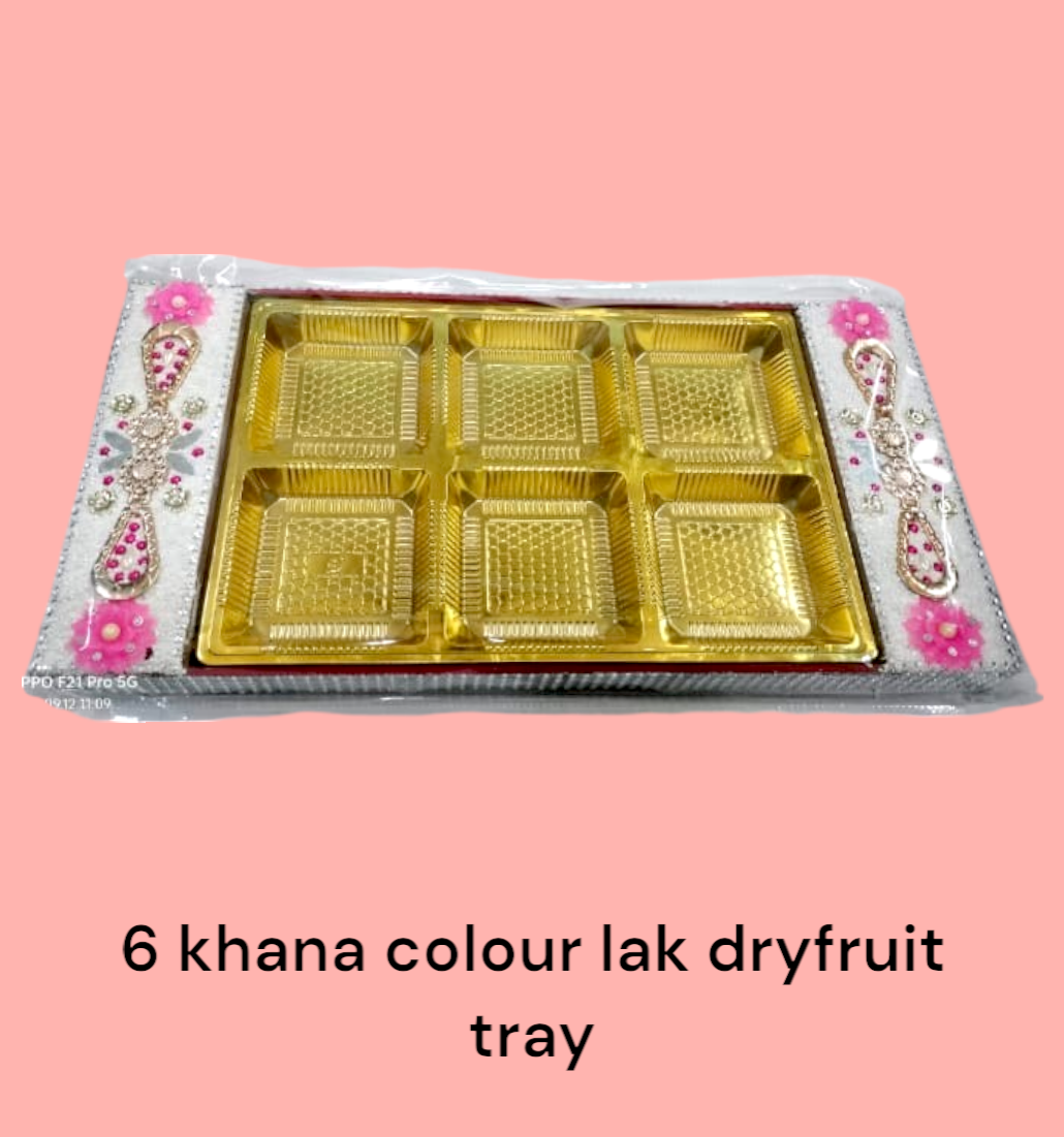 6 Khana Colour Lak Dryfruit Tray