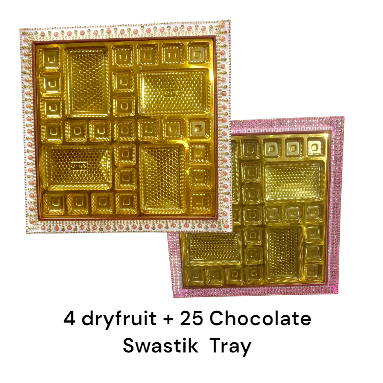 4 Dryfruit+25 Chocolate Swastik Tray