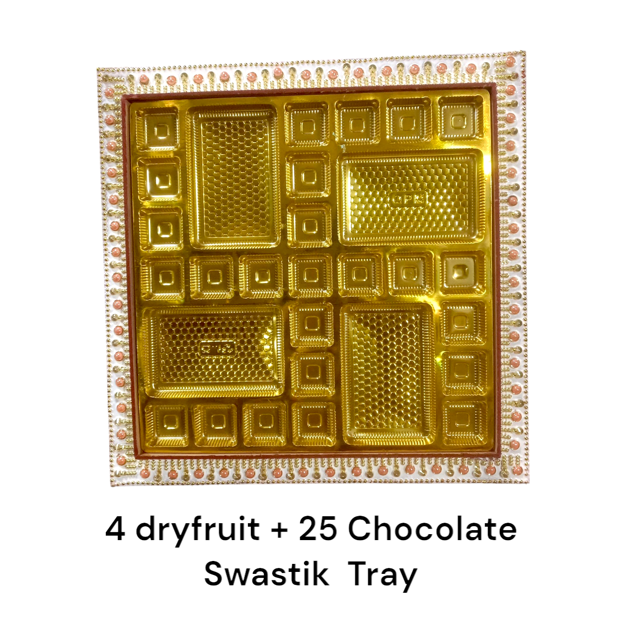 4 Dryfruit+25 Chocolate Swastik Tray