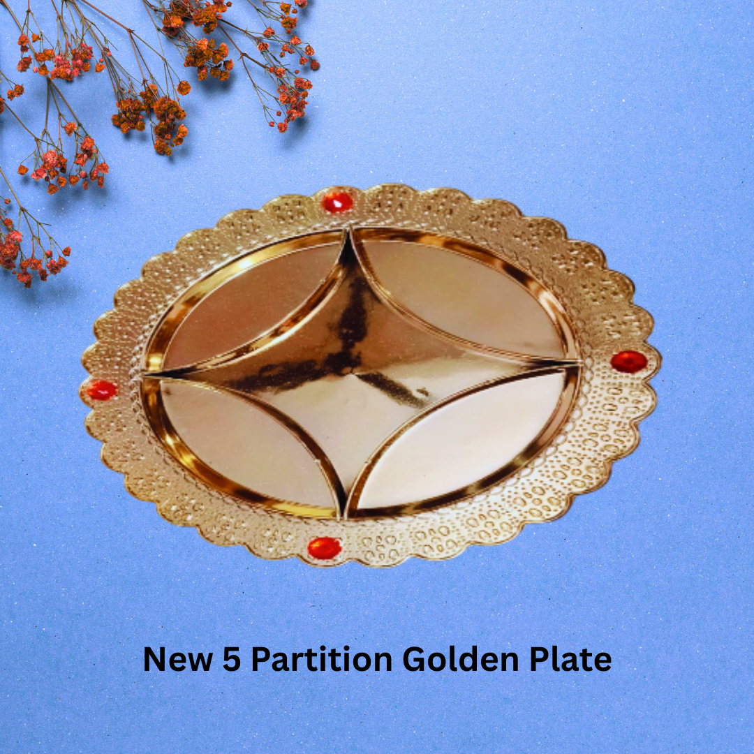 New 5 Partition Golden Plate