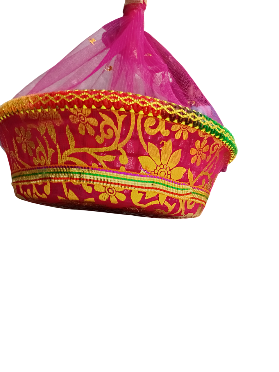 Round Shape Beautiful Rose Pink Net Chunri Tub