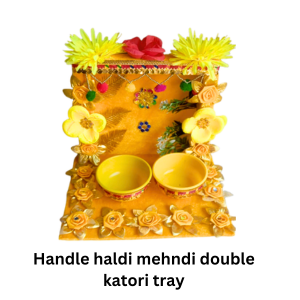 Handle Haldi Mehndi Double Katori Tray