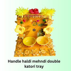 Handle Haldi Mehndi Double Katori Tray