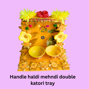 Handle Haldi Mehndi Double Katori Tray