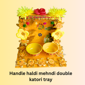 Handle Haldi Mehndi Double Katori Tray