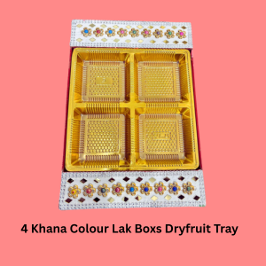 4 Khana Colour Lak Boxs Dryfruit Tray