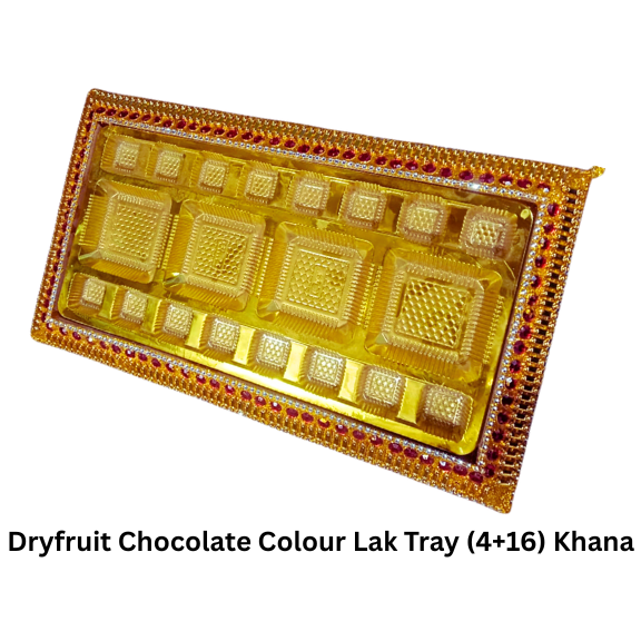Dryfruit Chocolate Colour Lak Tray (4+16) Khana