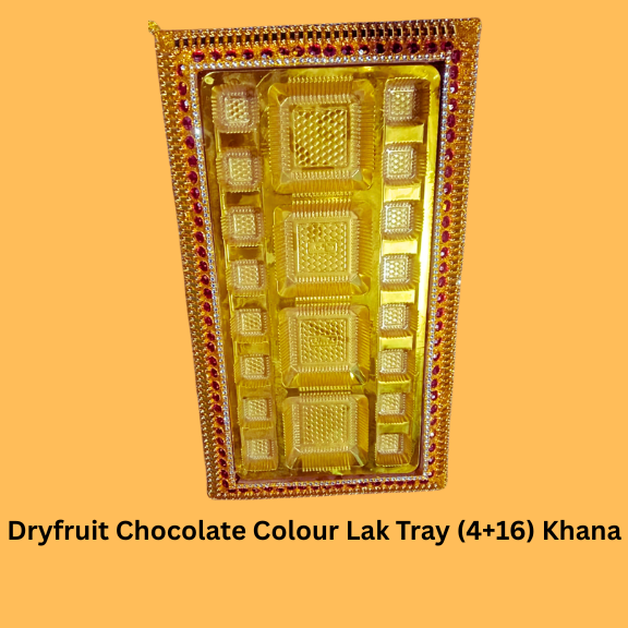 Dryfruit Chocolate Colour Lak Tray (4+16) Khana