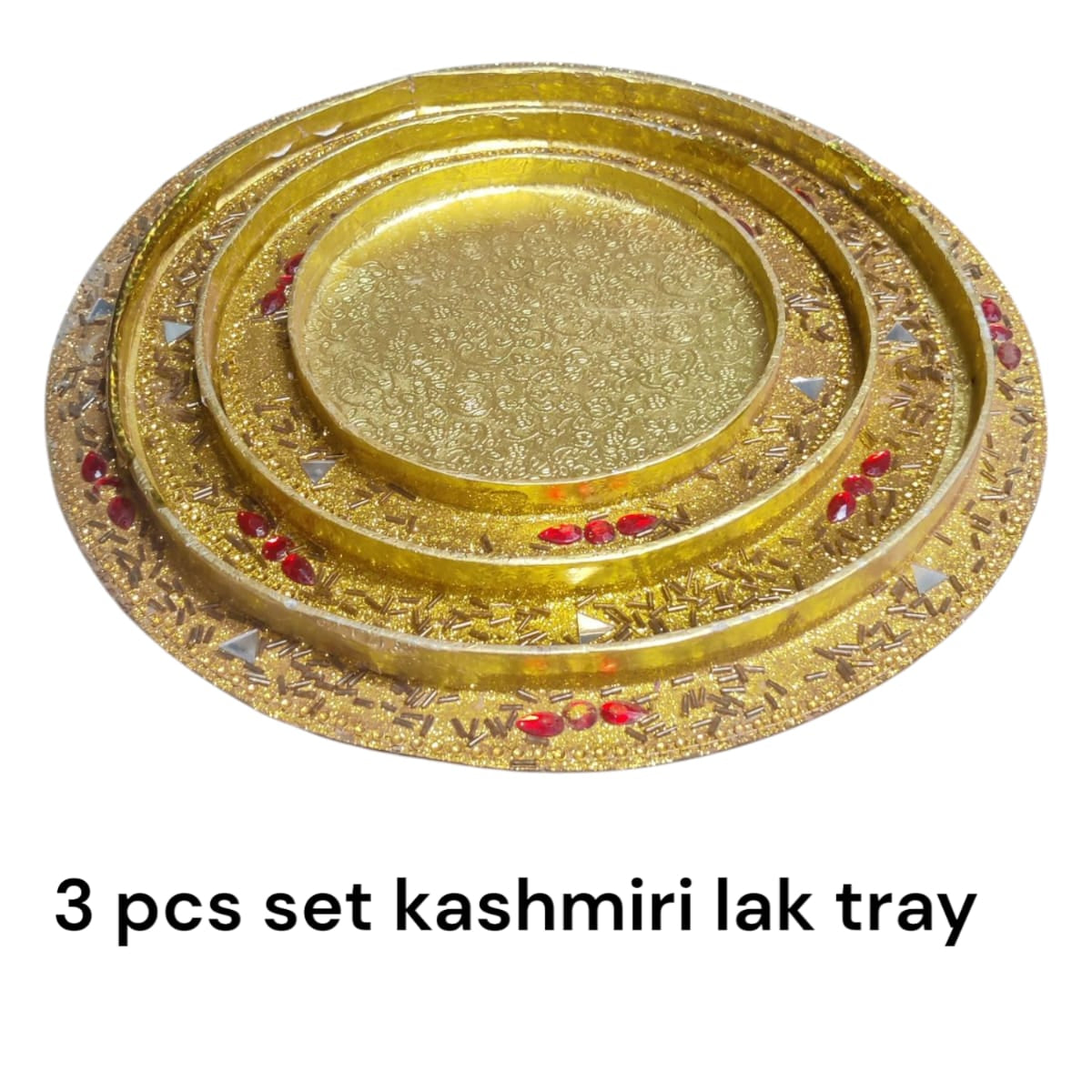Gol Lak Tray Kashmiri ( 3 Pc Set )