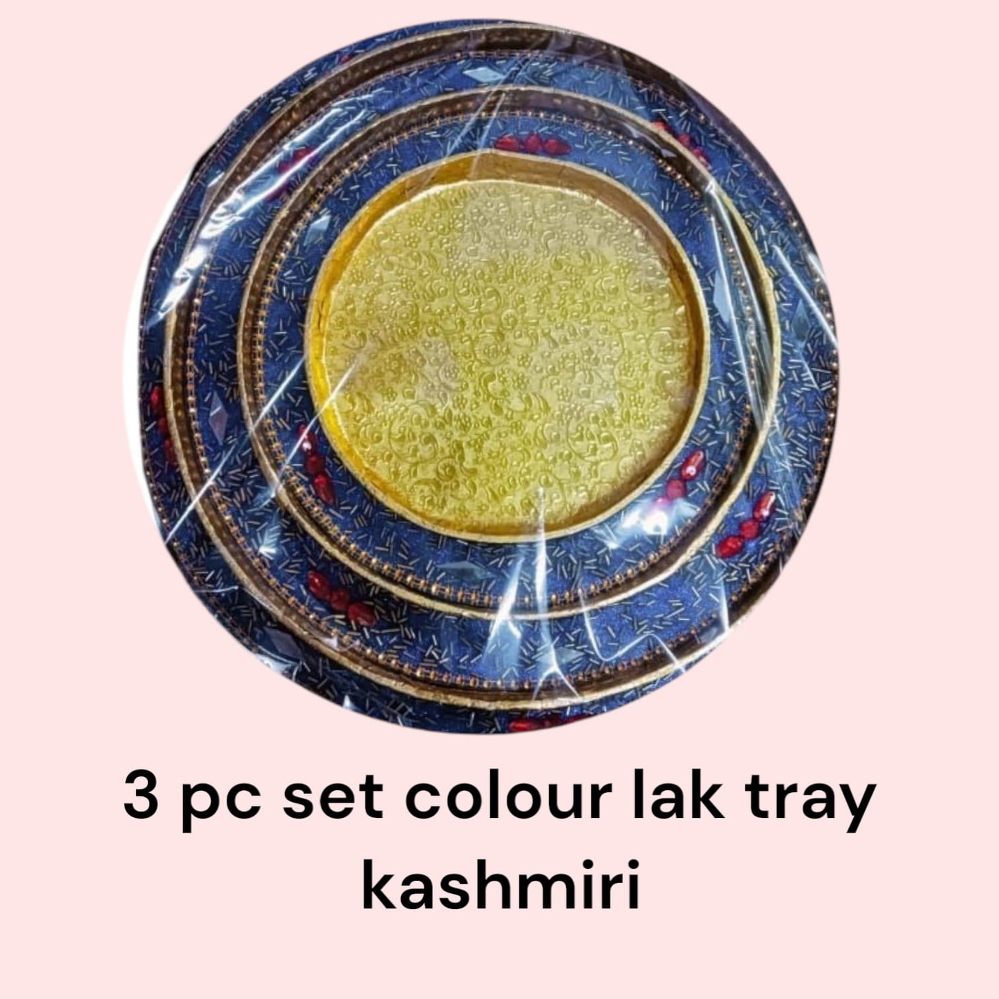 Gol Colour Lak Tray Kashmiri (3 Pc Set)