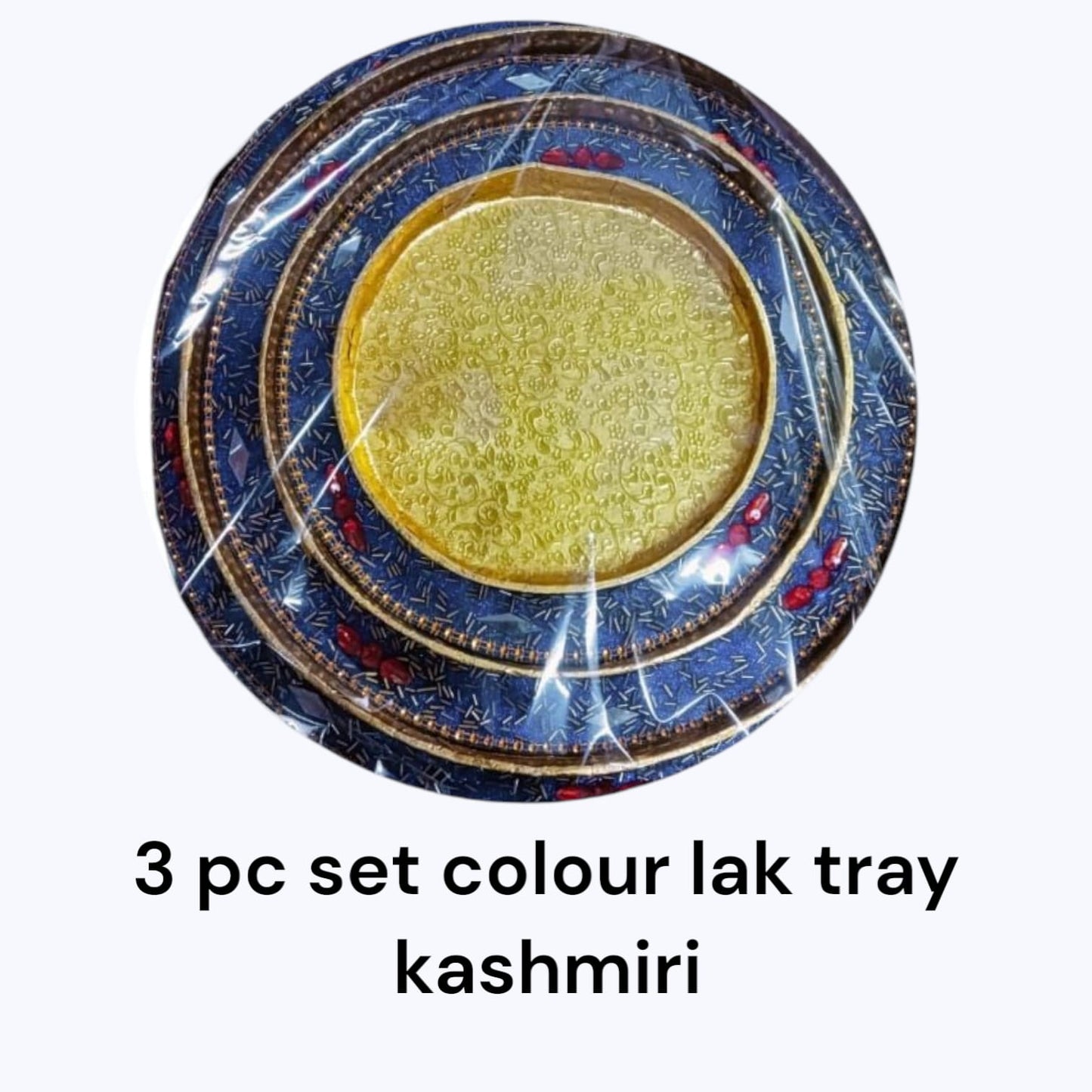 Gol Colour Lak Tray Kashmiri (3 Pc Set)