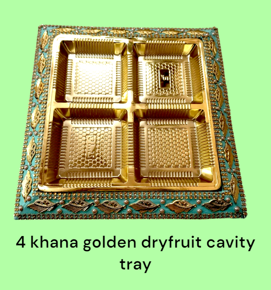 4 Khana Golden Dryfruit Cavity Tray