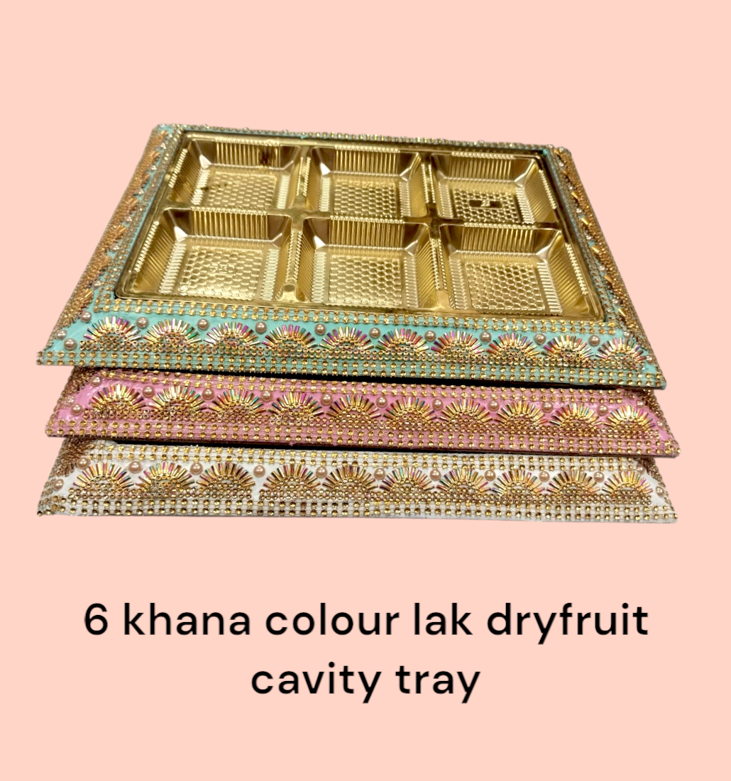 6 Khana Colour Lak Dryfruit Cavity Tray